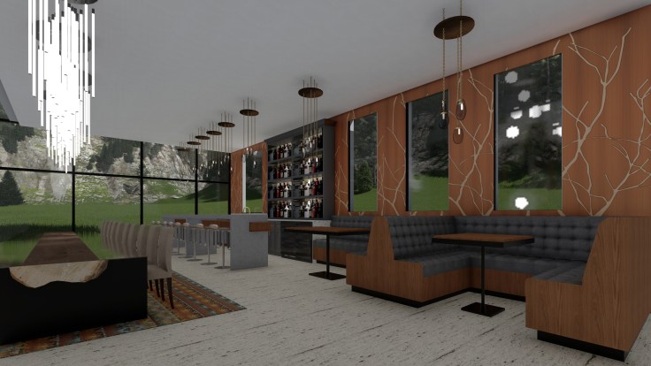 Lake House Great Room Bar with Dining Table